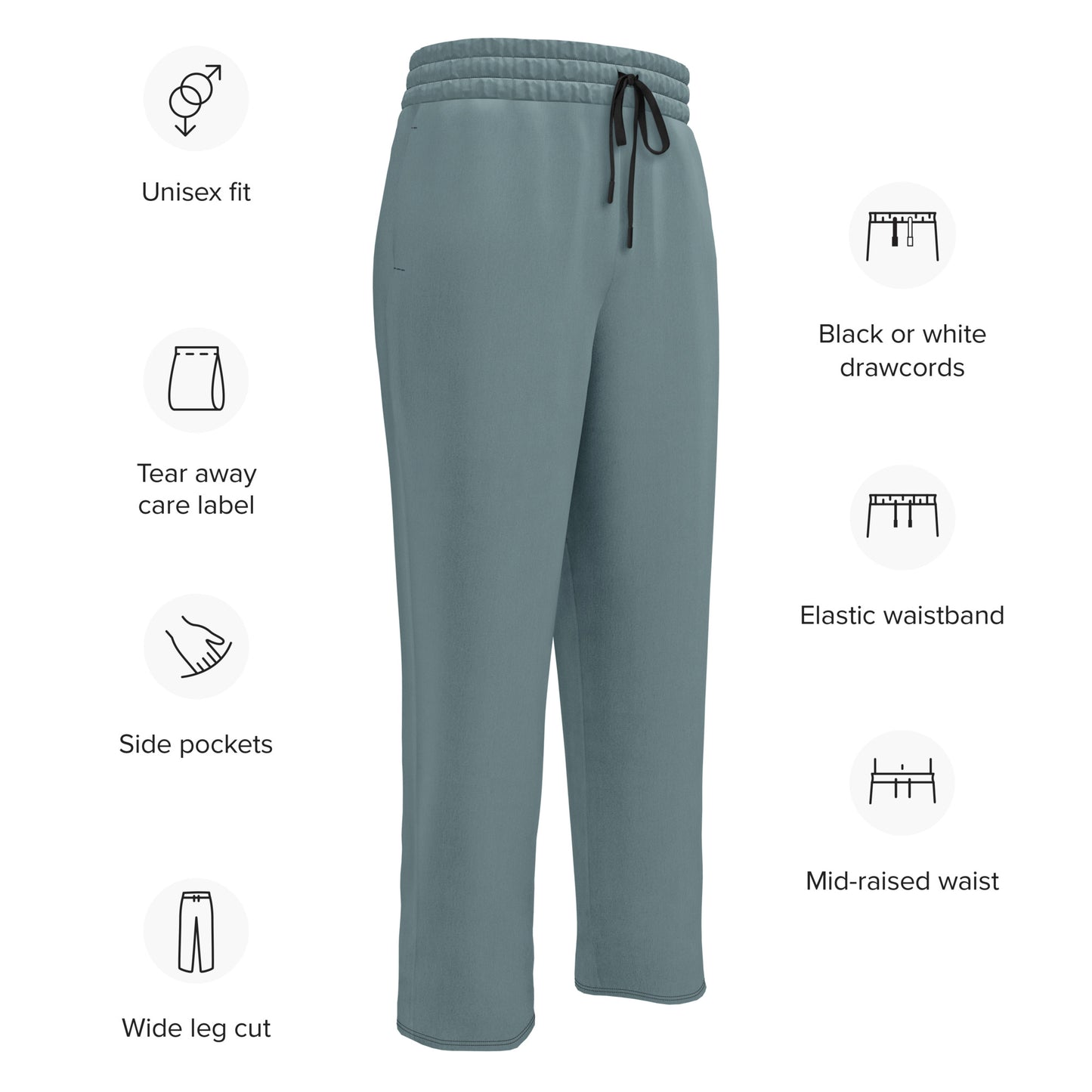 Slate Blue Wide-Leg Joggers