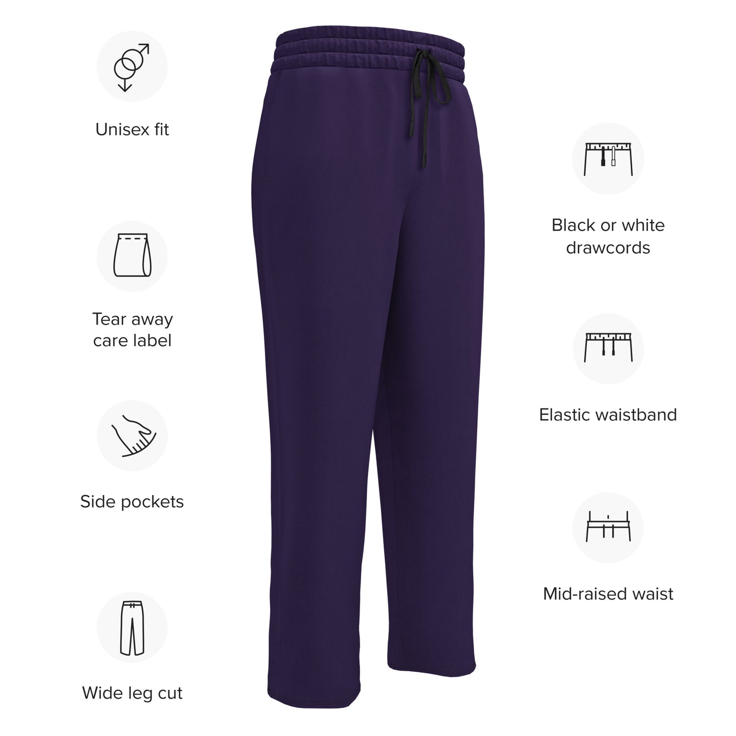 Dark Purple Wide-Leg Joggers