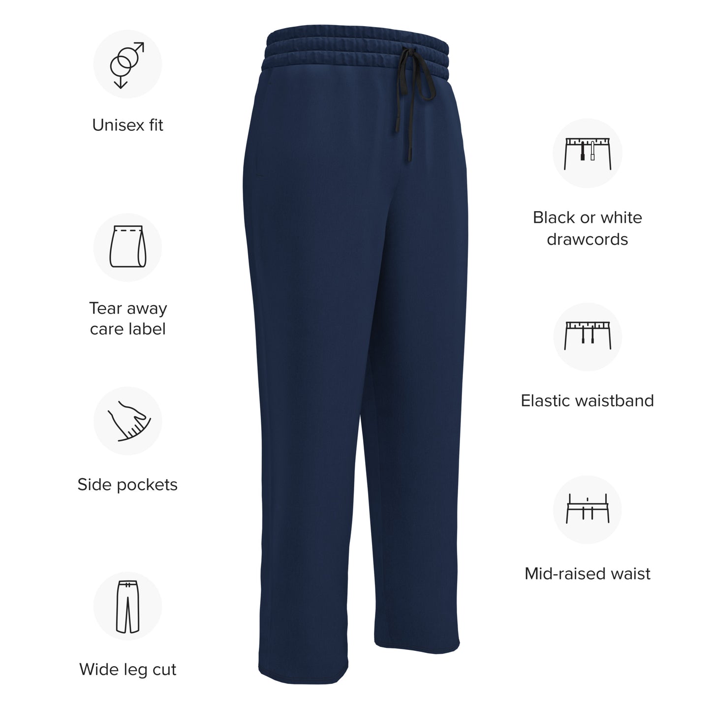 Navy Wide-Leg Joggers