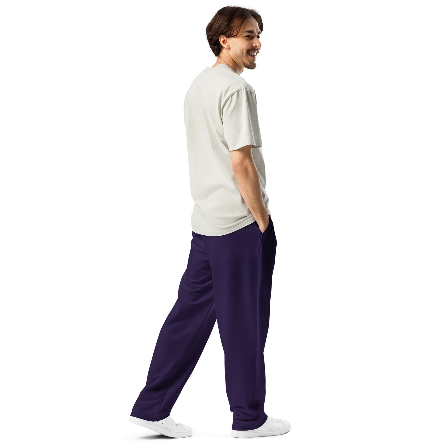 Dark Purple Wide-Leg Joggers