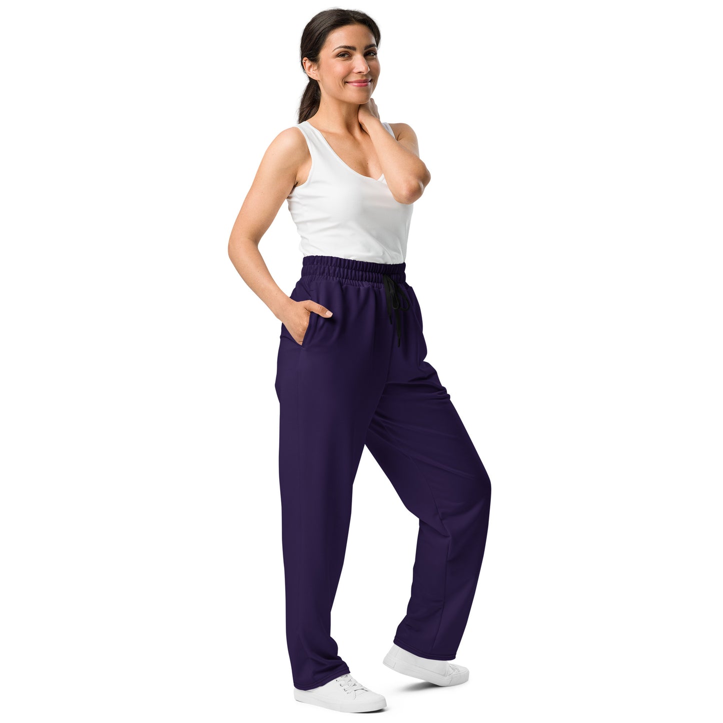 Dark Purple Wide-Leg Joggers