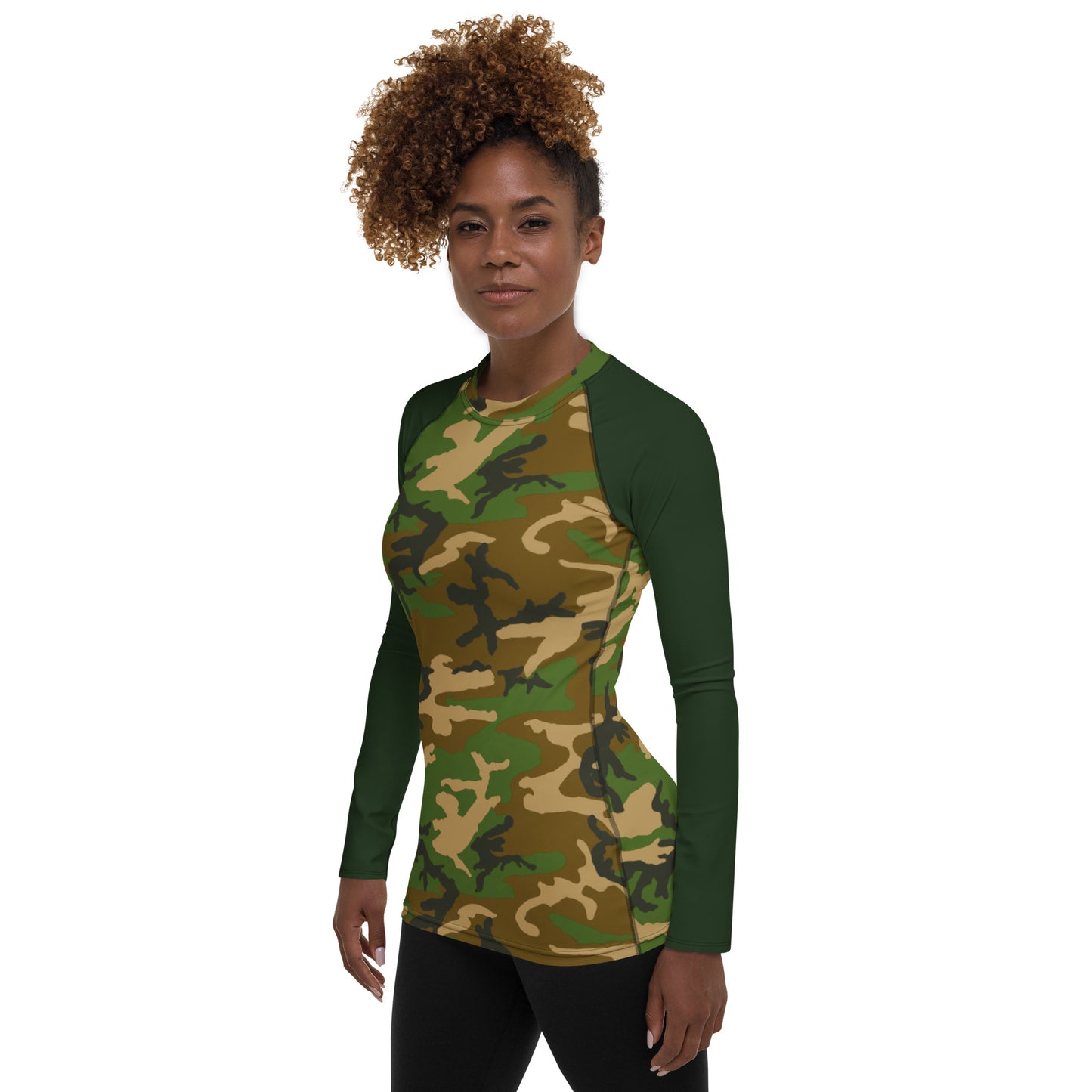 M81 Woodland Camo Women's Rash Guard