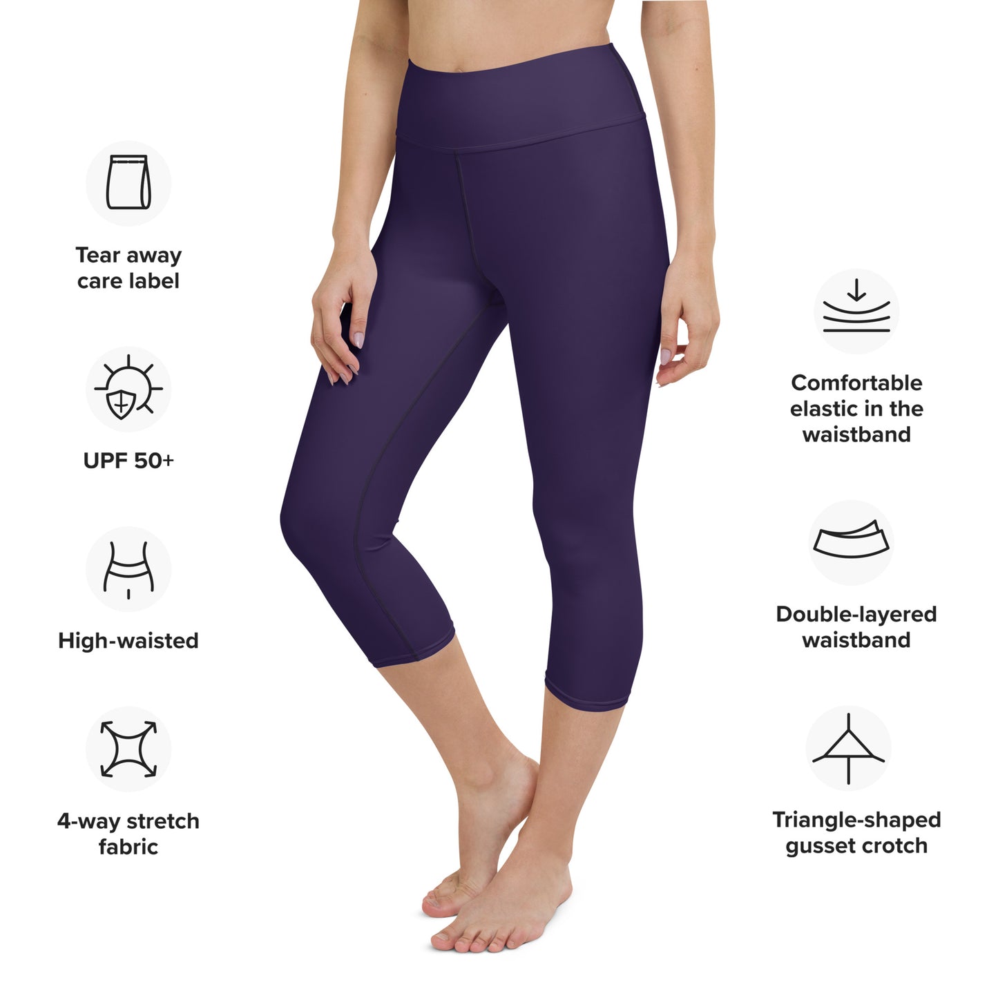 Dark Purple High-Rise Capri