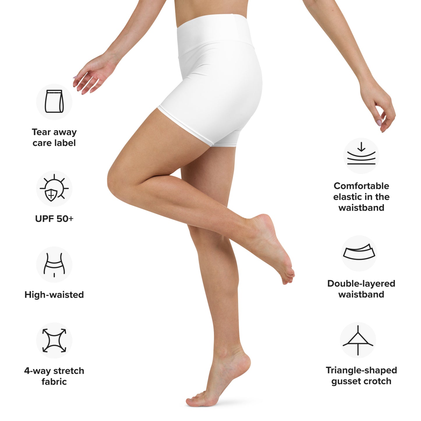 White High-Rise Yoga Shorts