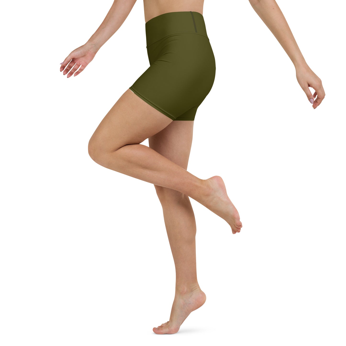 Olive High-Rise Yoga Shorts