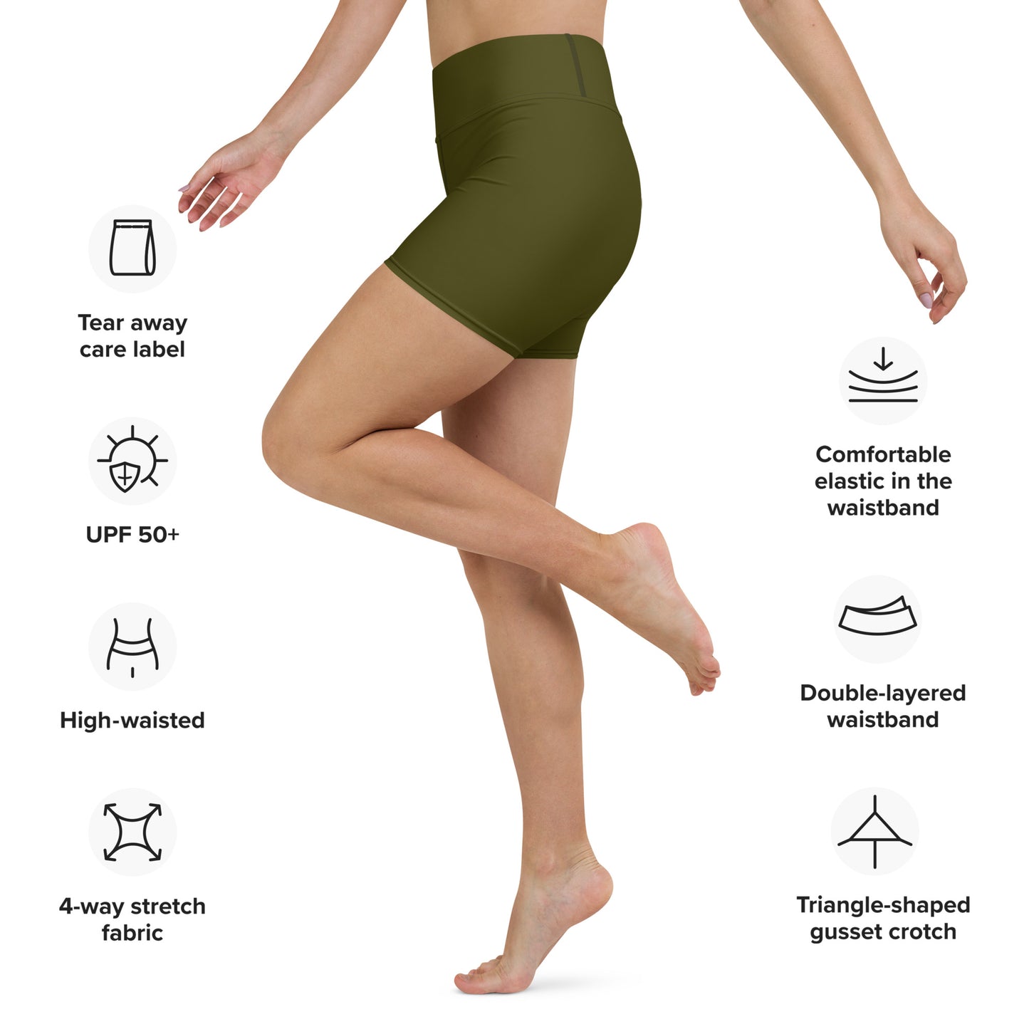 Olive High-Rise Yoga Shorts