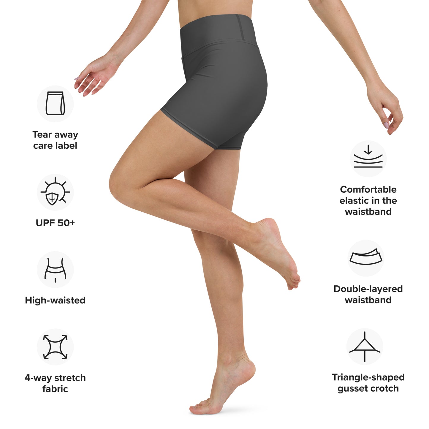 Charcoal High-Rise Yoga Shorts