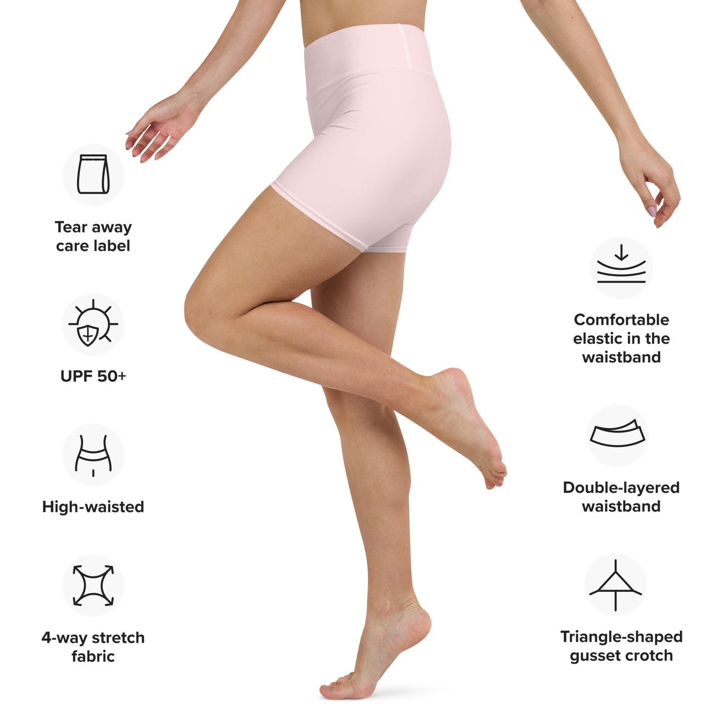 Pastel Pink High-Rise Yoga Shorts