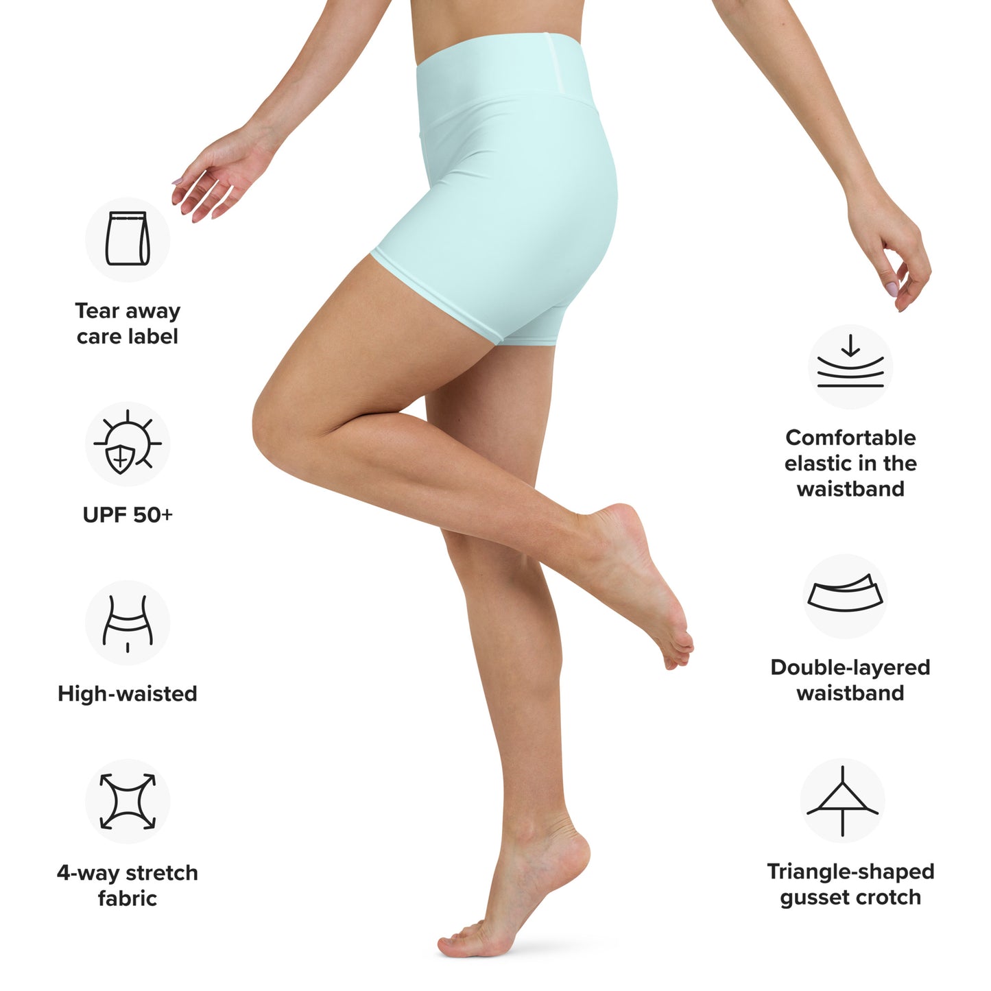 Pastel Blue High-Rise Yoga Shorts