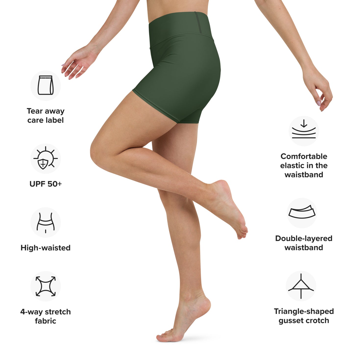 Forest Green High-Rise Yoga Shorts