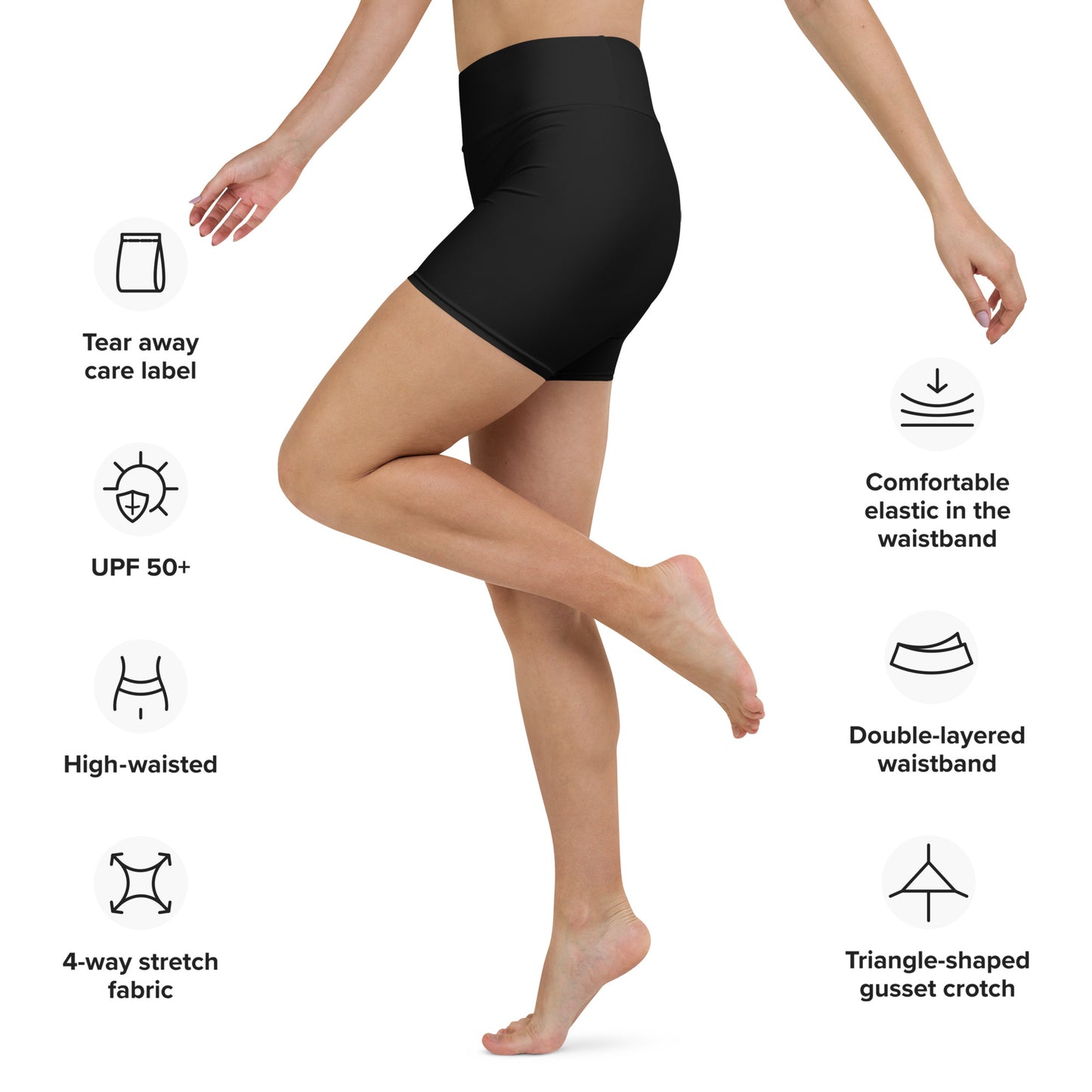 Black High-Rise Yoga Shorts