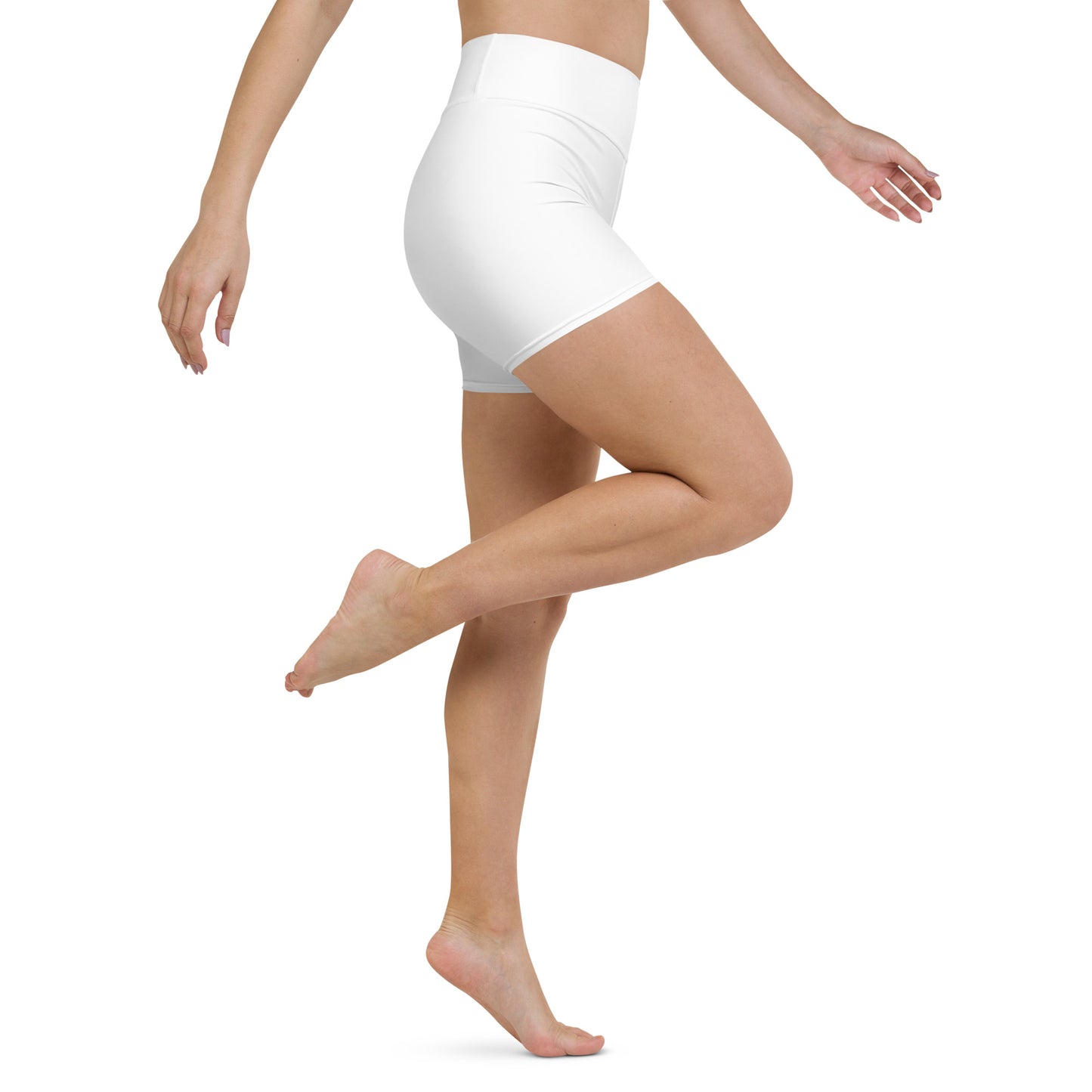 White High-Rise Yoga Shorts