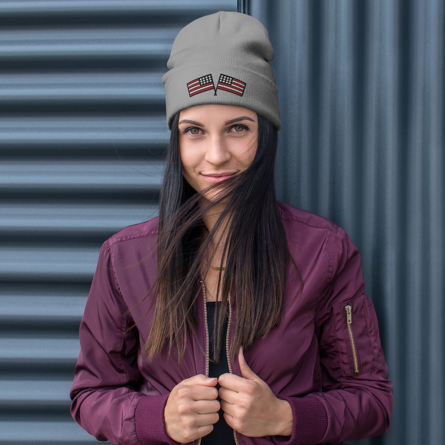 American Flag Embroidered Beanie