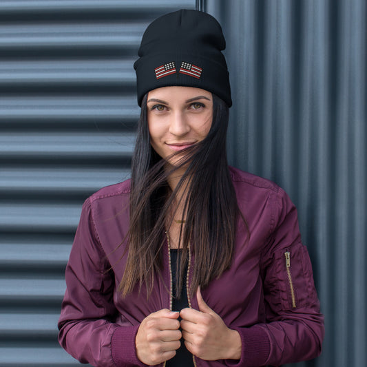 American Flag Embroidered Beanie