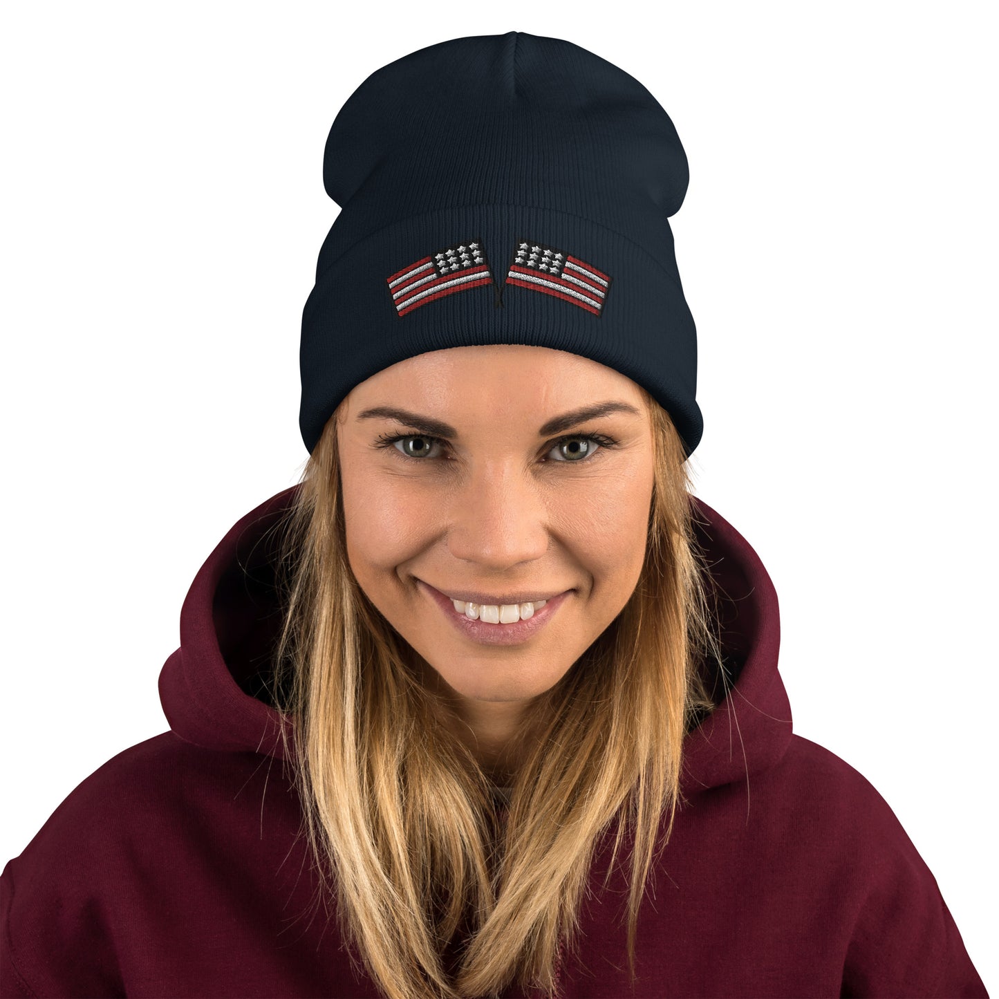 American Flag Embroidered Beanie