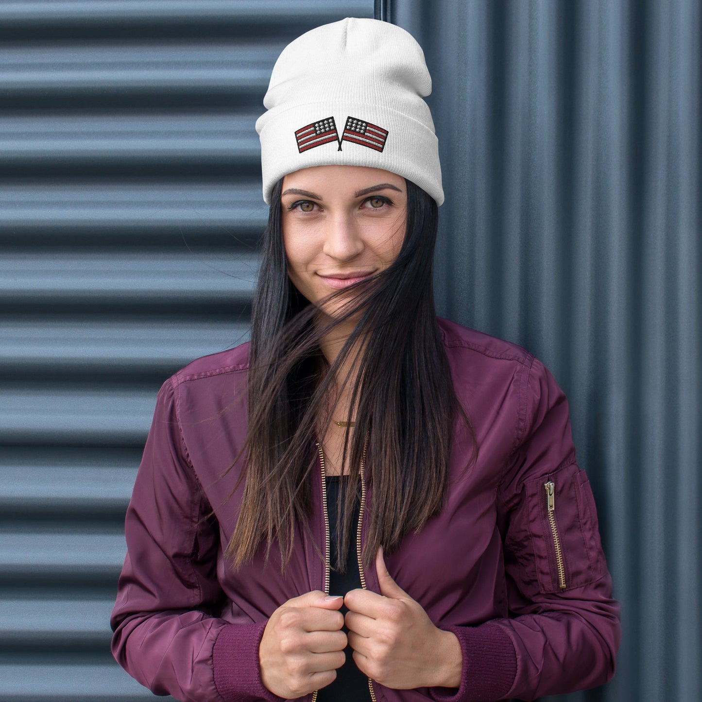 American Flag Embroidered Beanie