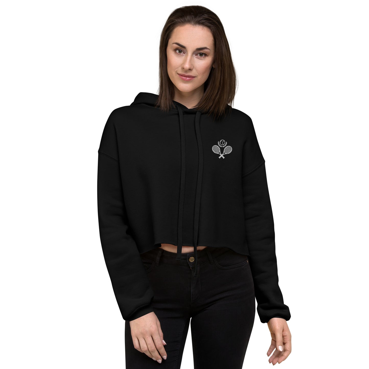 Tennis Embroidered Crop Hoodie