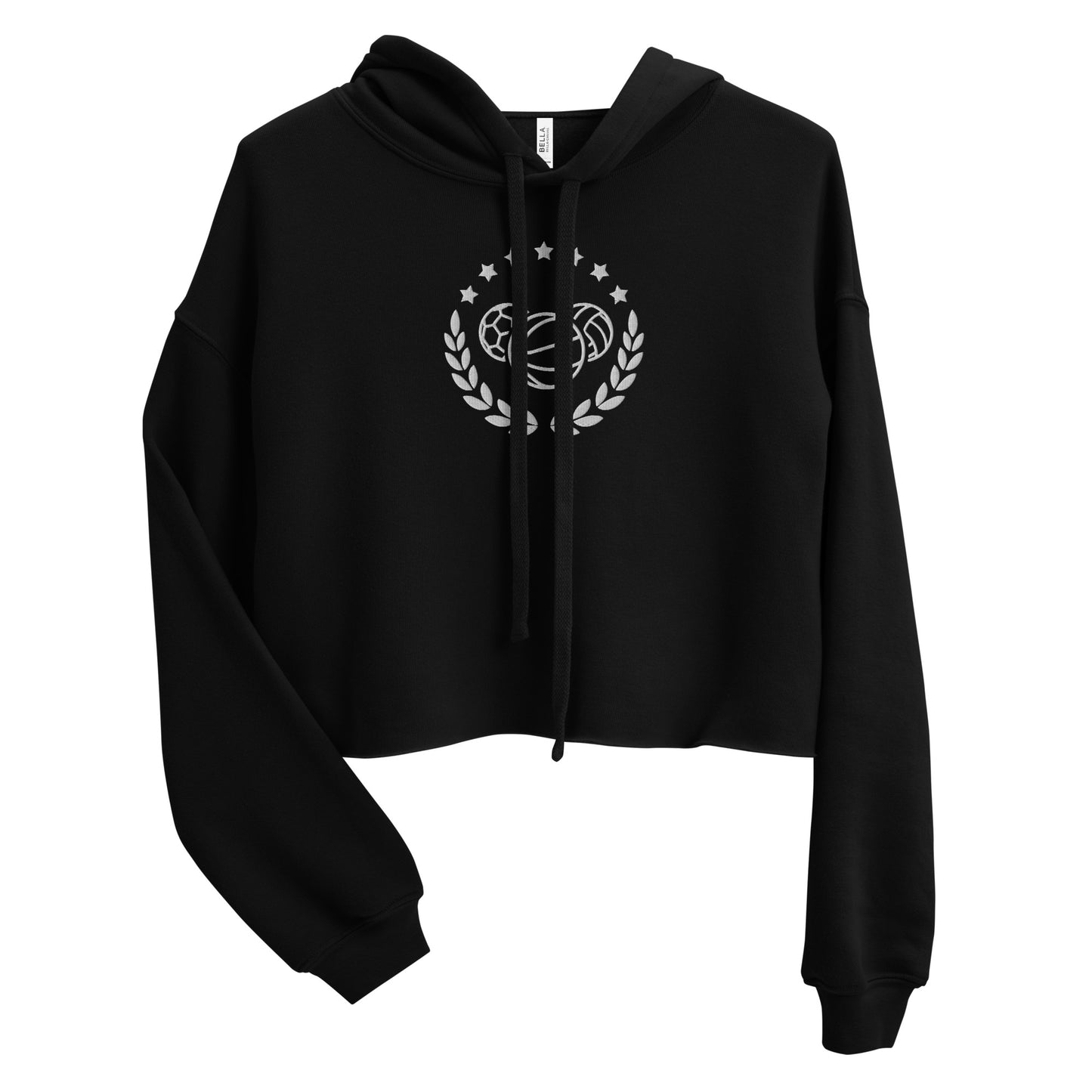 Sports Embroidered Crop Hoodie