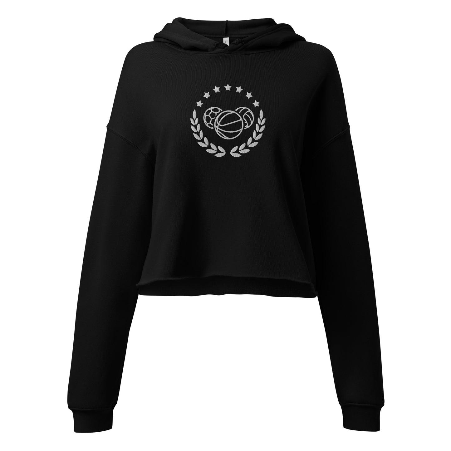 Sports Embroidered Crop Hoodie