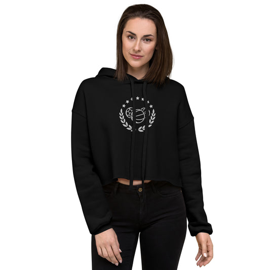 Sports Embroidered Crop Hoodie