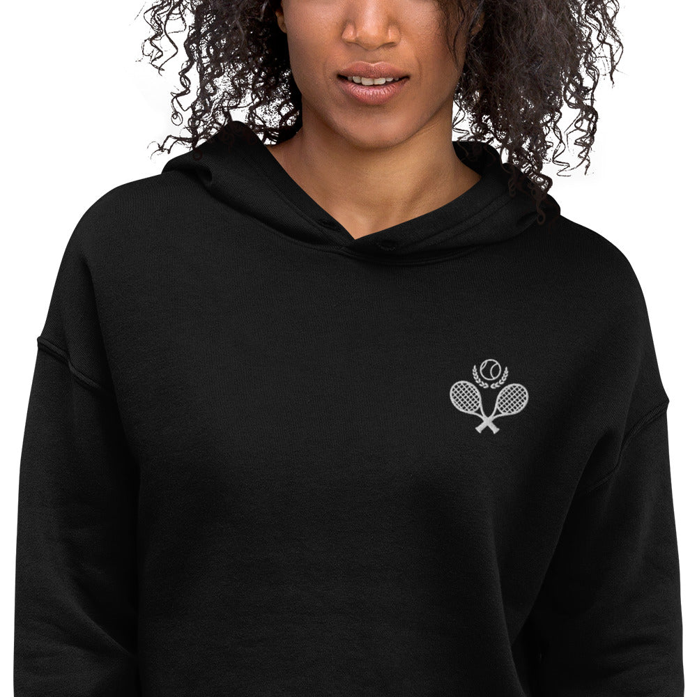 Tennis Embroidered Crop Hoodie