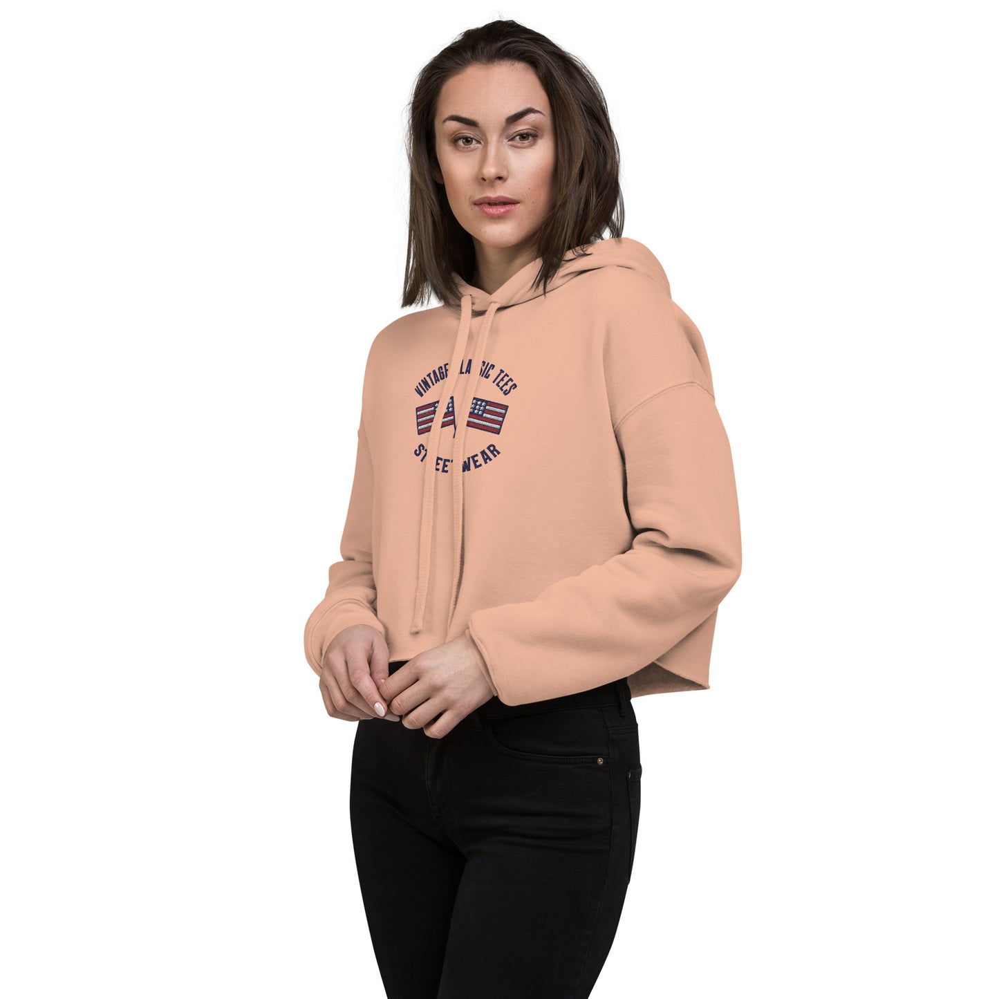 Logo Embroidered Crop Hoodie