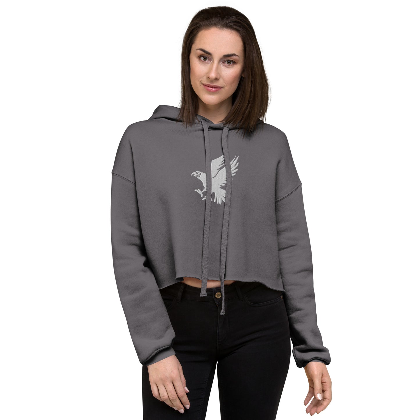 Eagle Embroidered Crop Hoodie