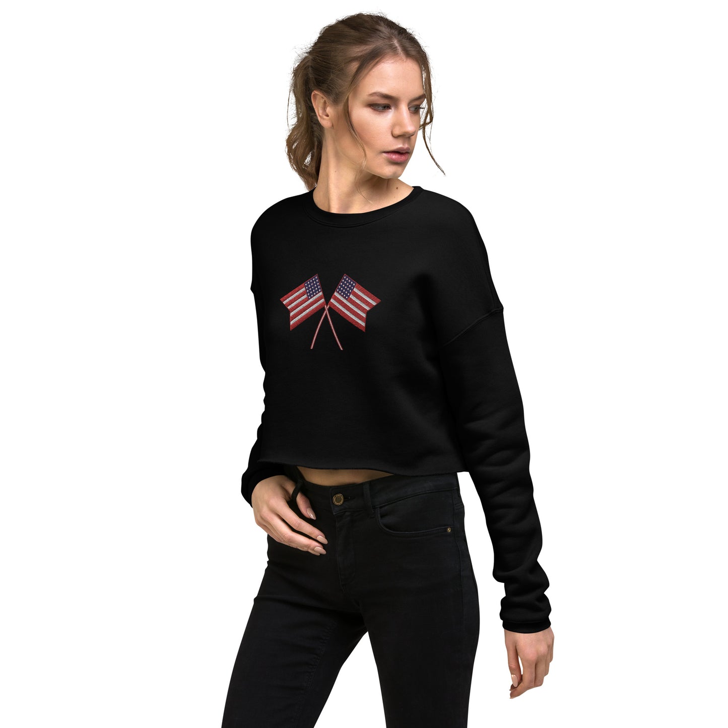 American Flag Women's Crop Sweatshirt