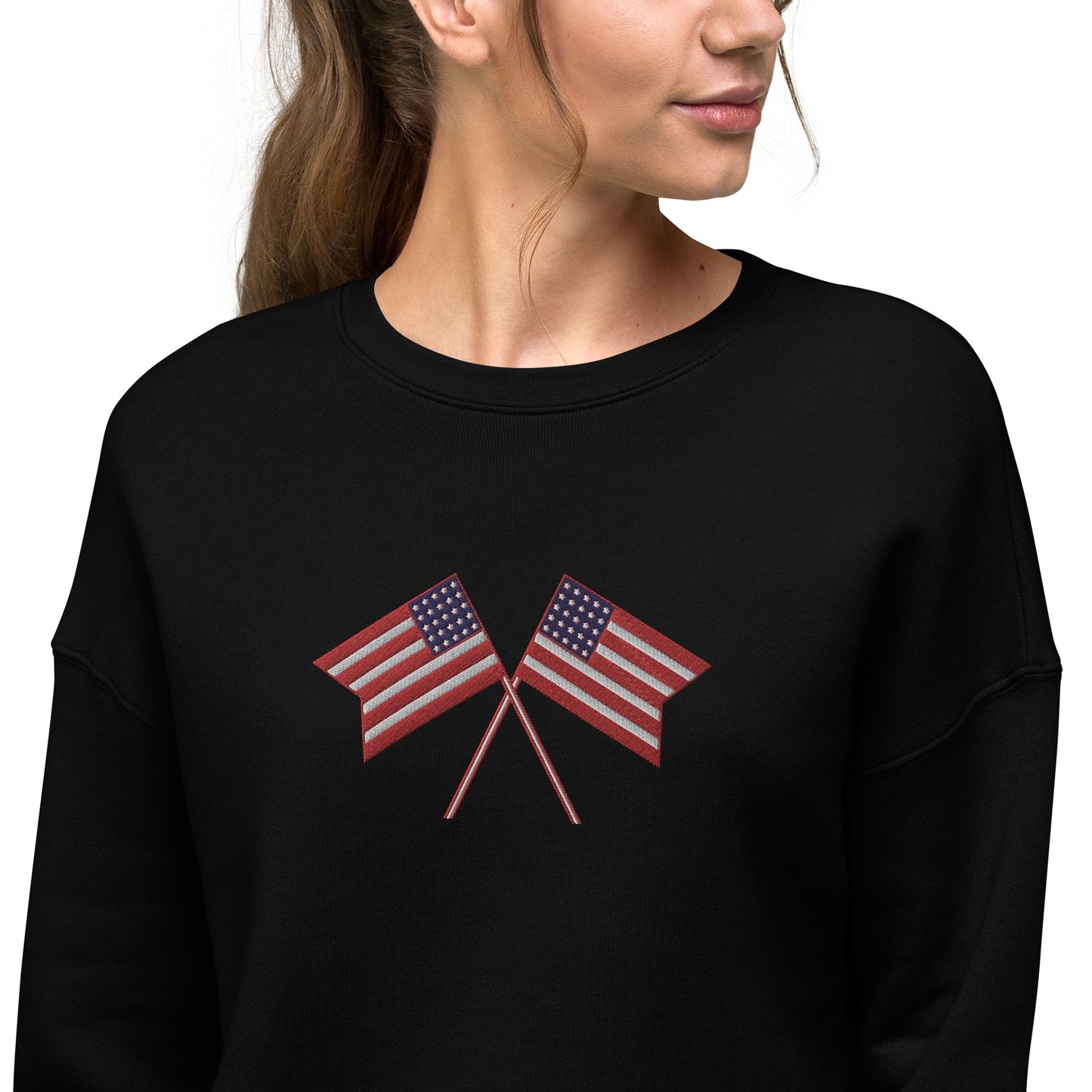 American Flag Women's Crop Sweatshirt