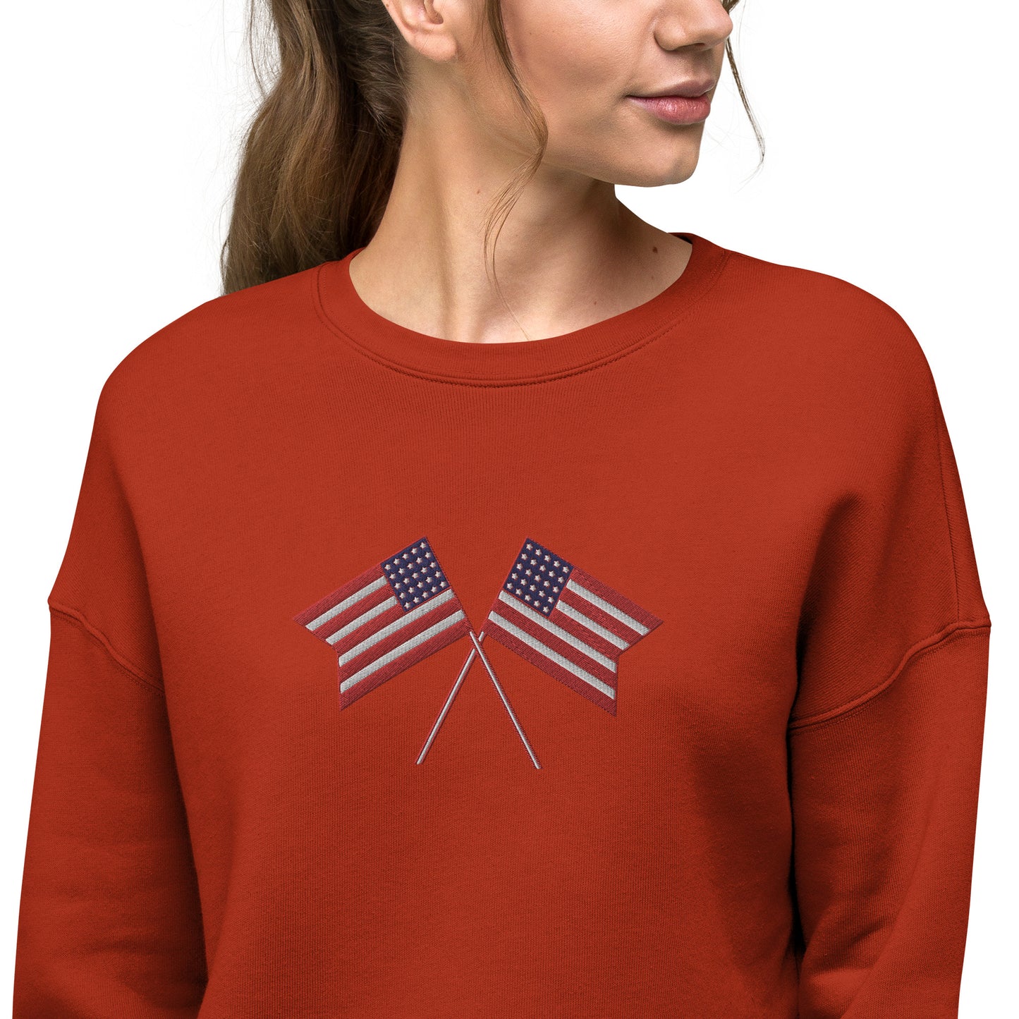 American Flag Women's Crop Sweatshirt