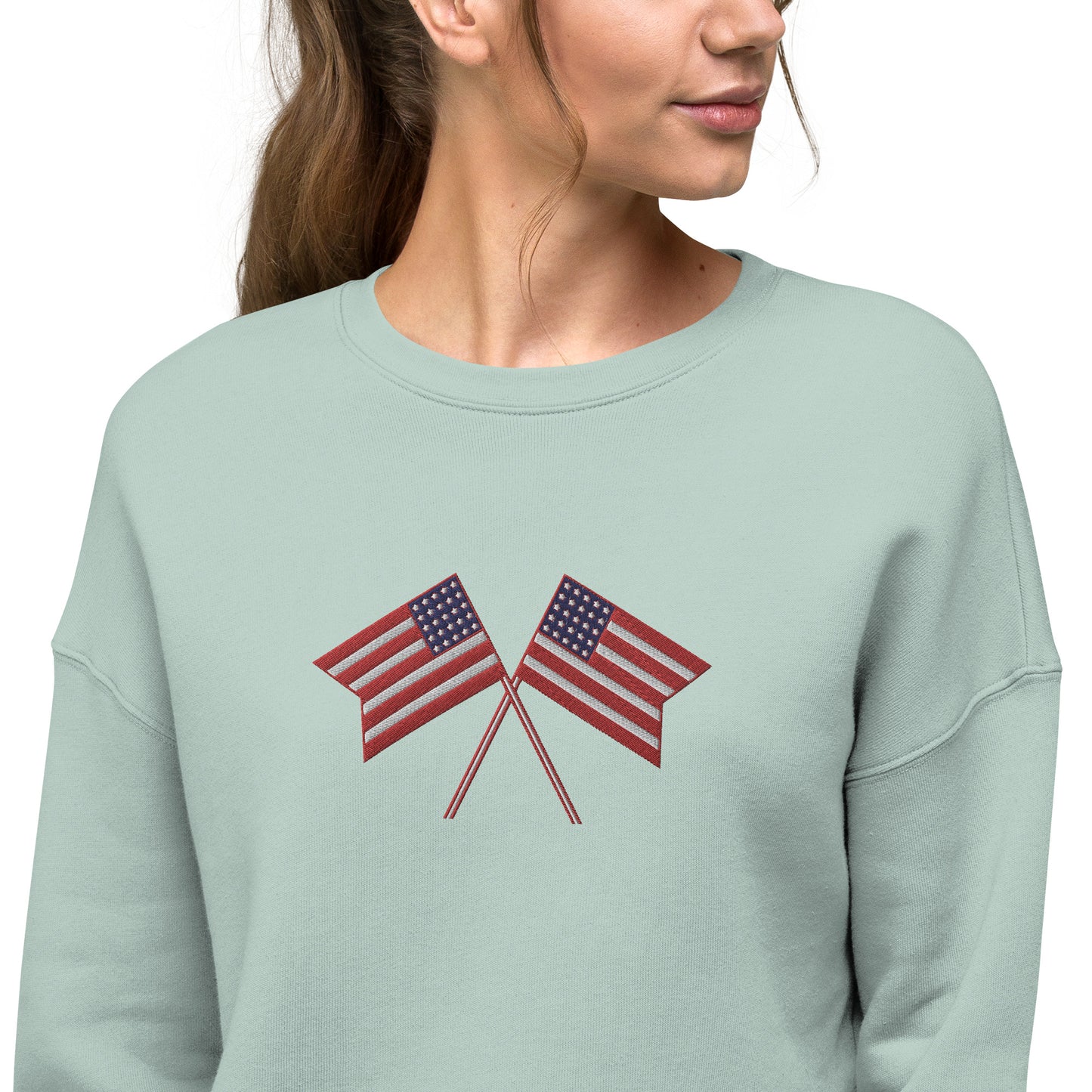 American Flag Women's Crop Sweatshirt